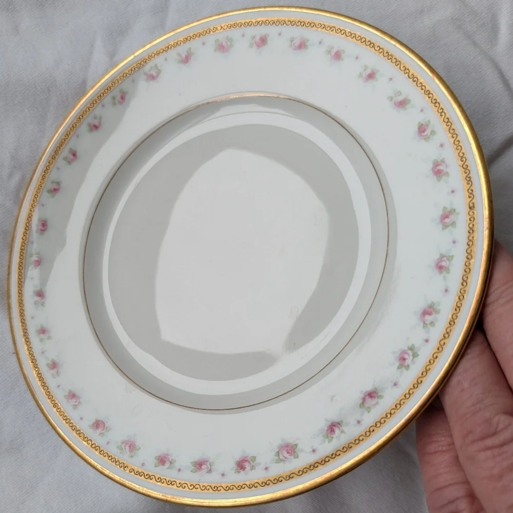 Limoges W.M. Guerin France Pink Floral Gold Detail Porcelain Plates Vintage - 4